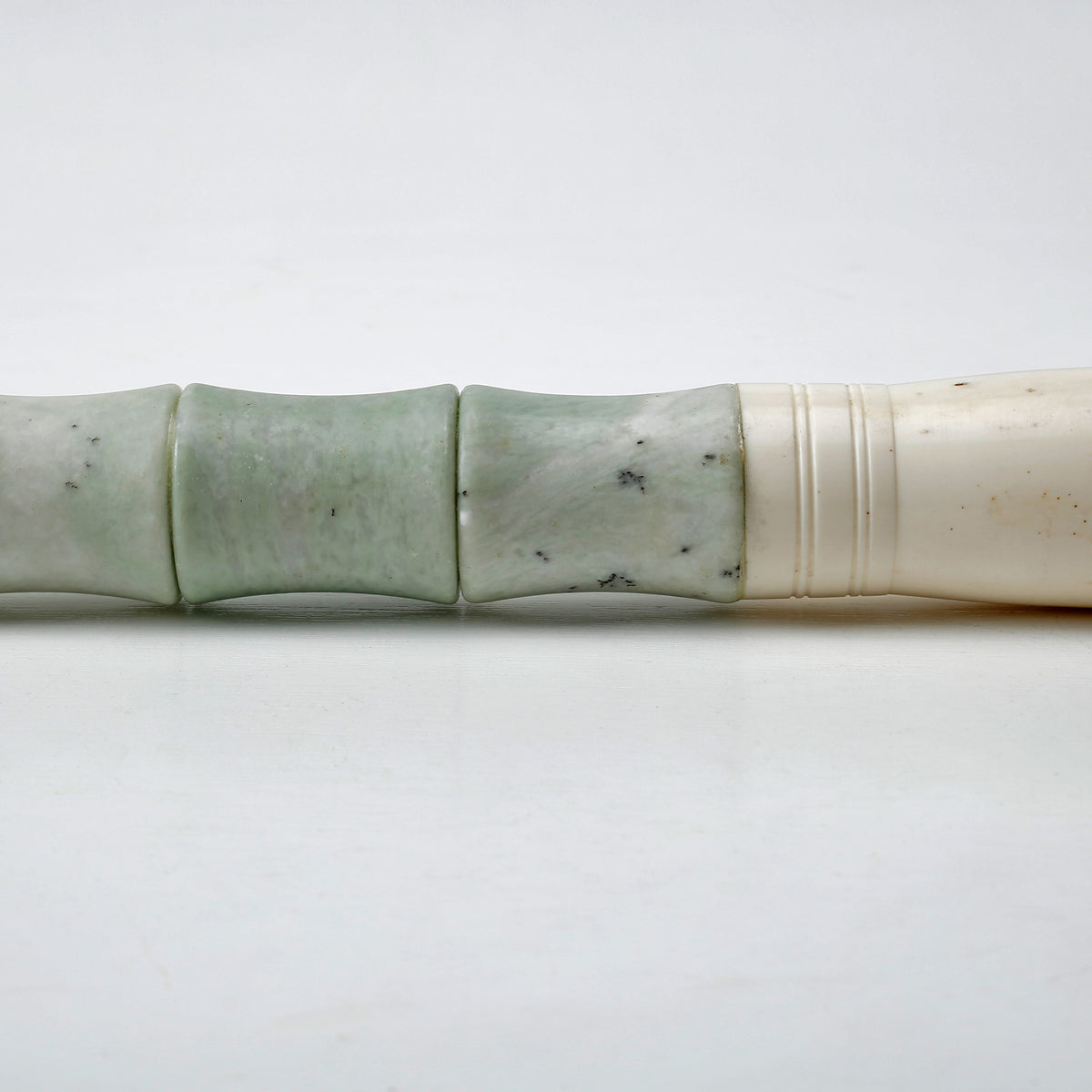 14" white jade bamboo shaped calligraphy brush large