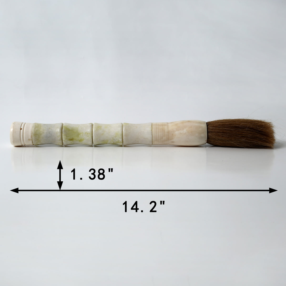 14" white jade bamboo shaped calligraphy brush large