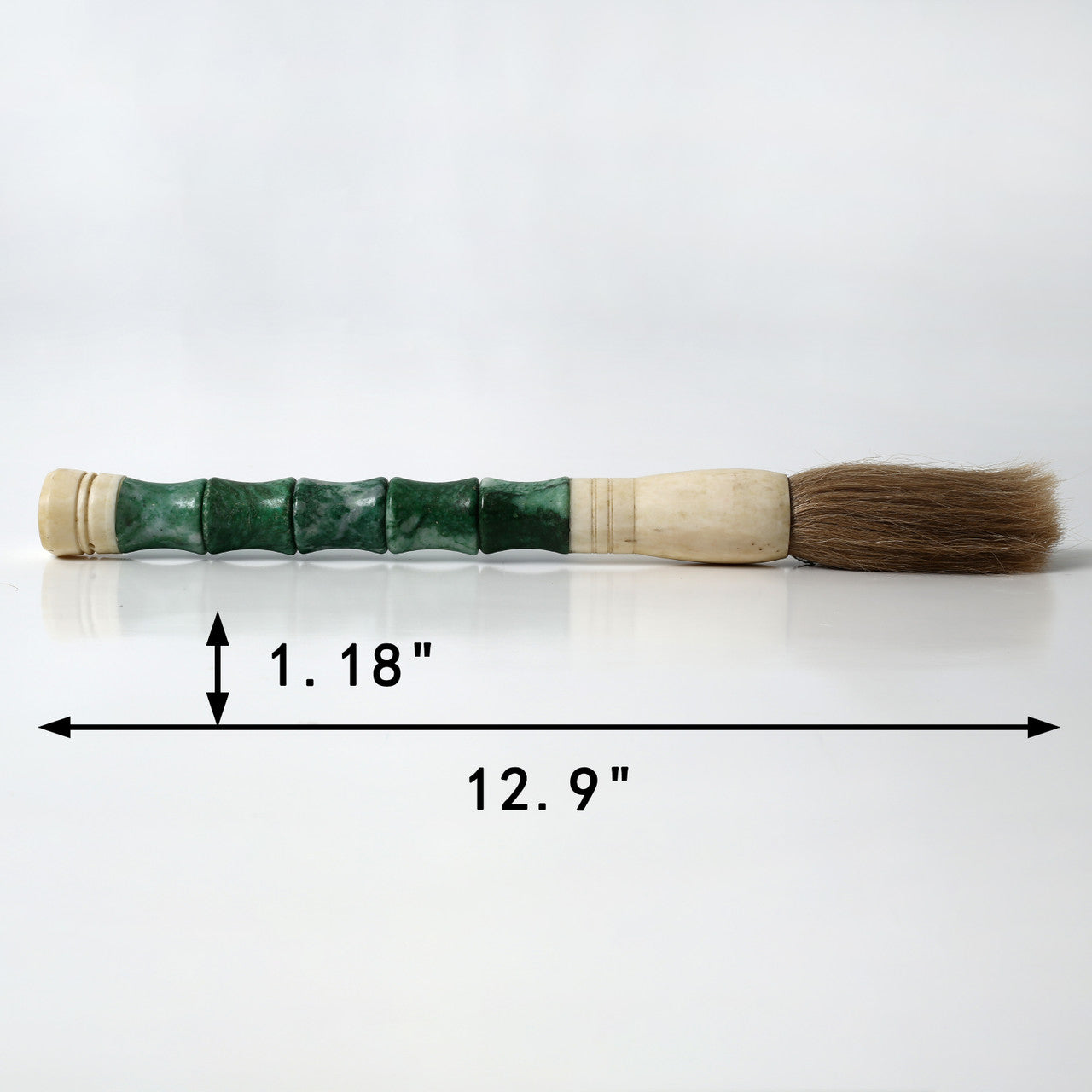 Approx. 12" Bamboo-Shaped Marble Calligraphy Brush Grass Green image