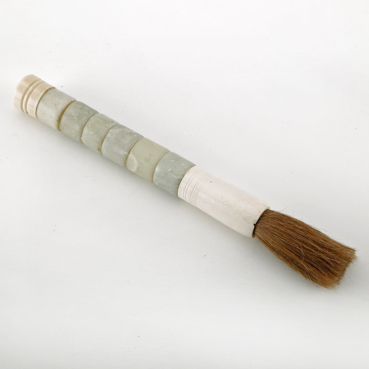 Approx. 16" Calligraphy Brush with Neutral Green Jade Cylinder