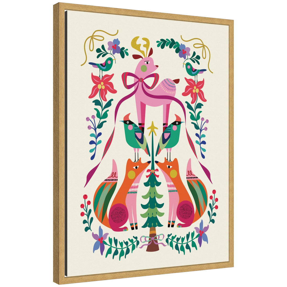 Sylvie Framed Canvas Winter Woodland Animals Christmas Tree by Rachel Lee
