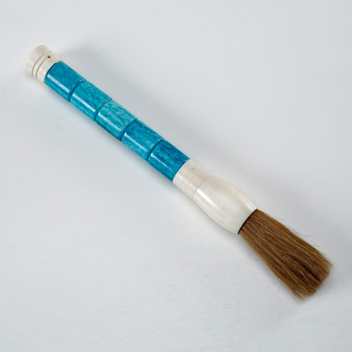 13" Aqua Blue Cylindrical Jade Calligraphy Brush