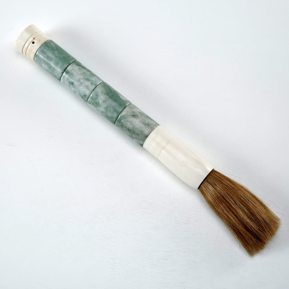 15" White Cylindrical Jade Calligraphy Brush