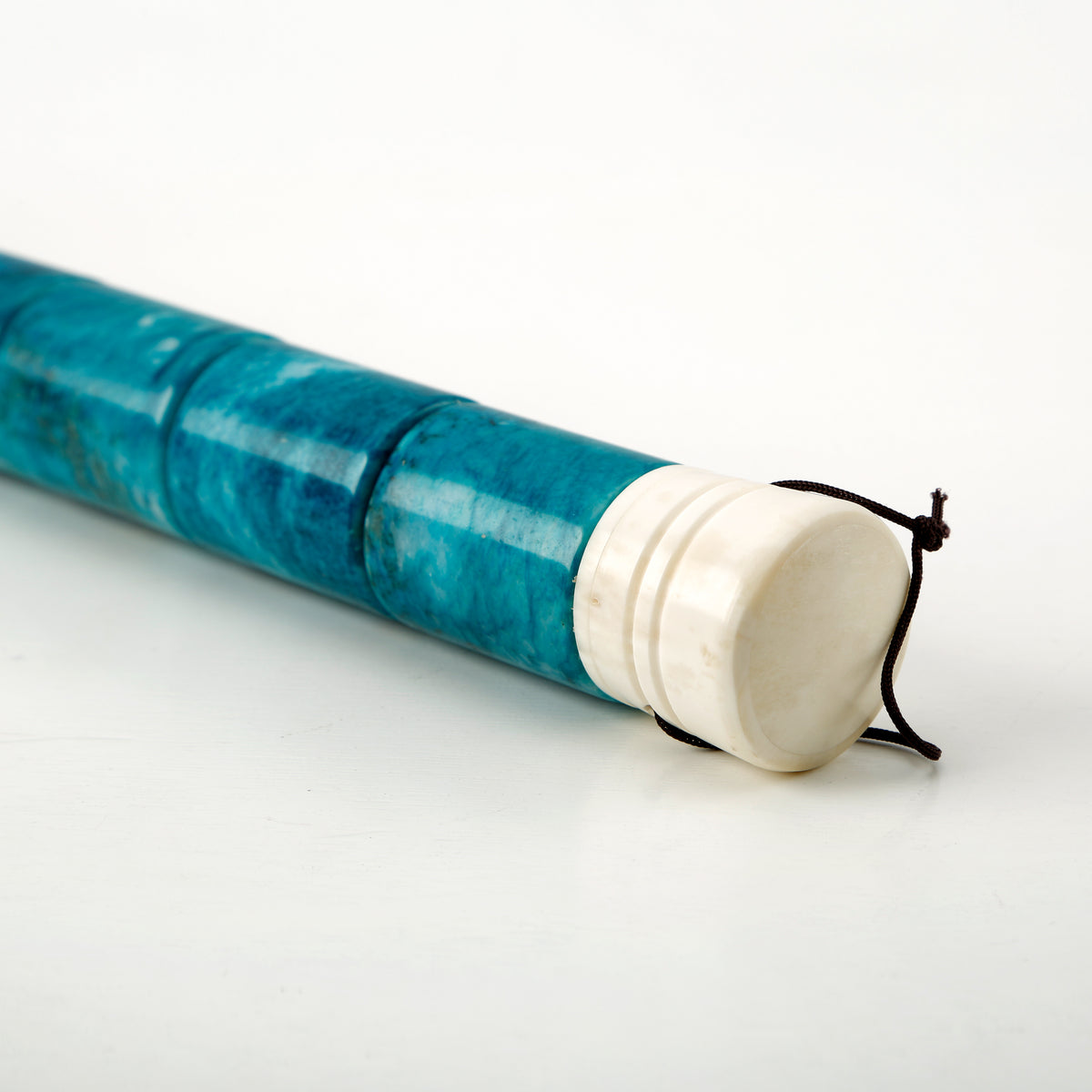 14" Sky Blue Cylindrical Jade Calligraphy Brush