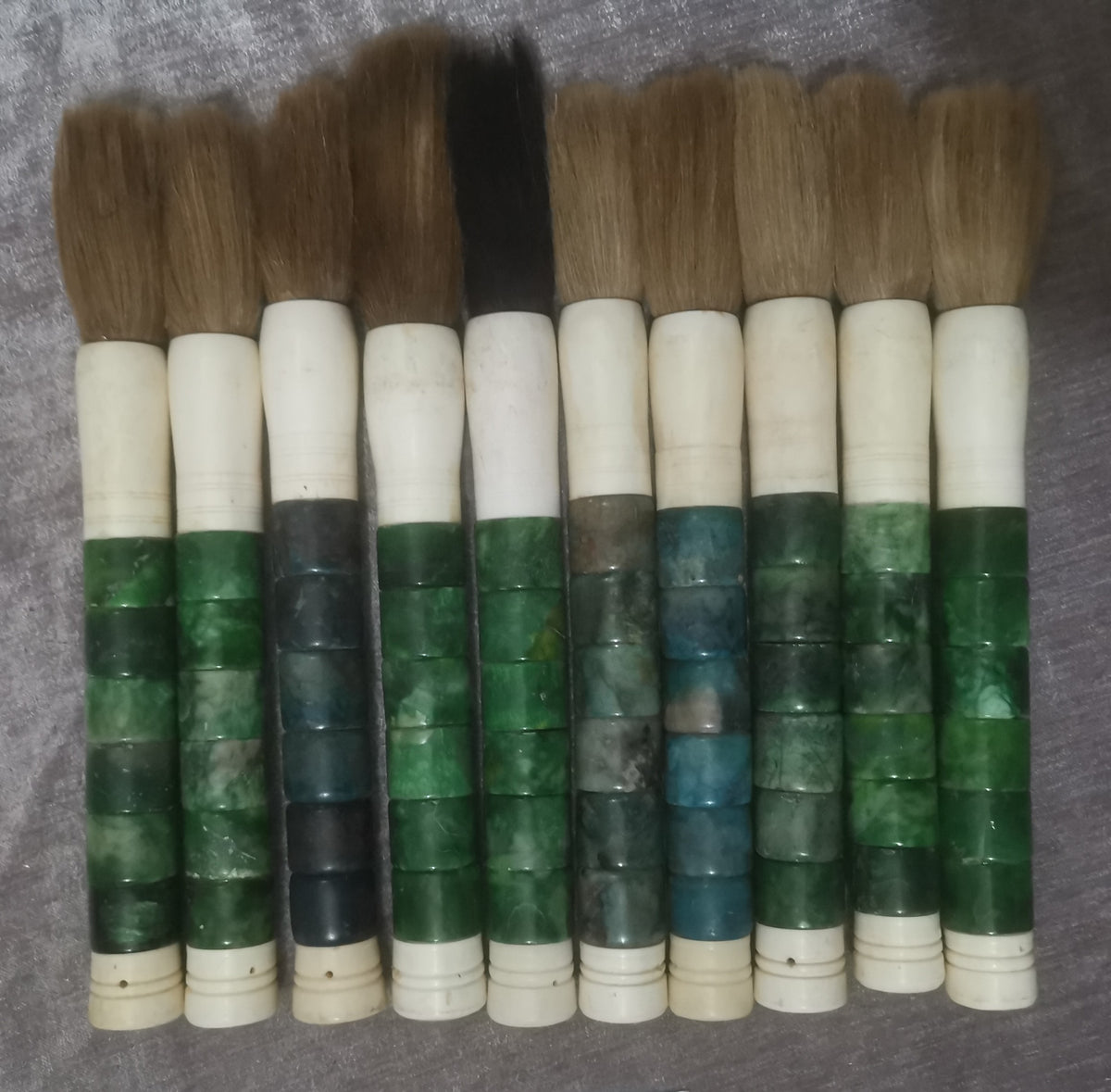 Approx. 15" Cylindrical Marble Calligraphy Brush Forest Green