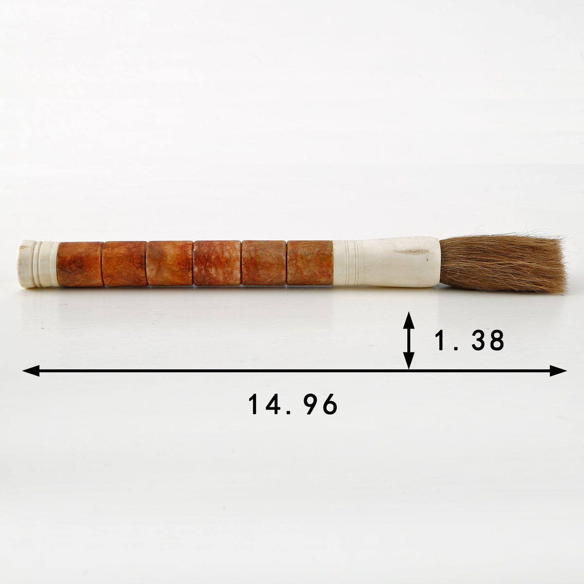 15" Calligraphy Brush Yellow Stone Cylinder