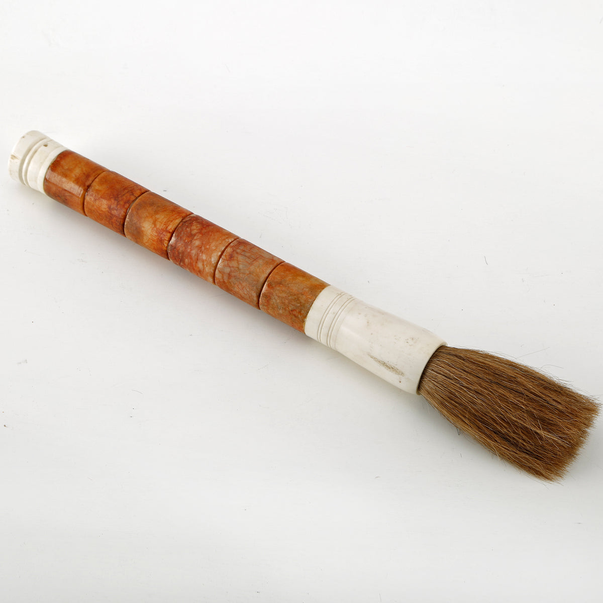 15" Calligraphy Brush Yellow Stone Cylinder