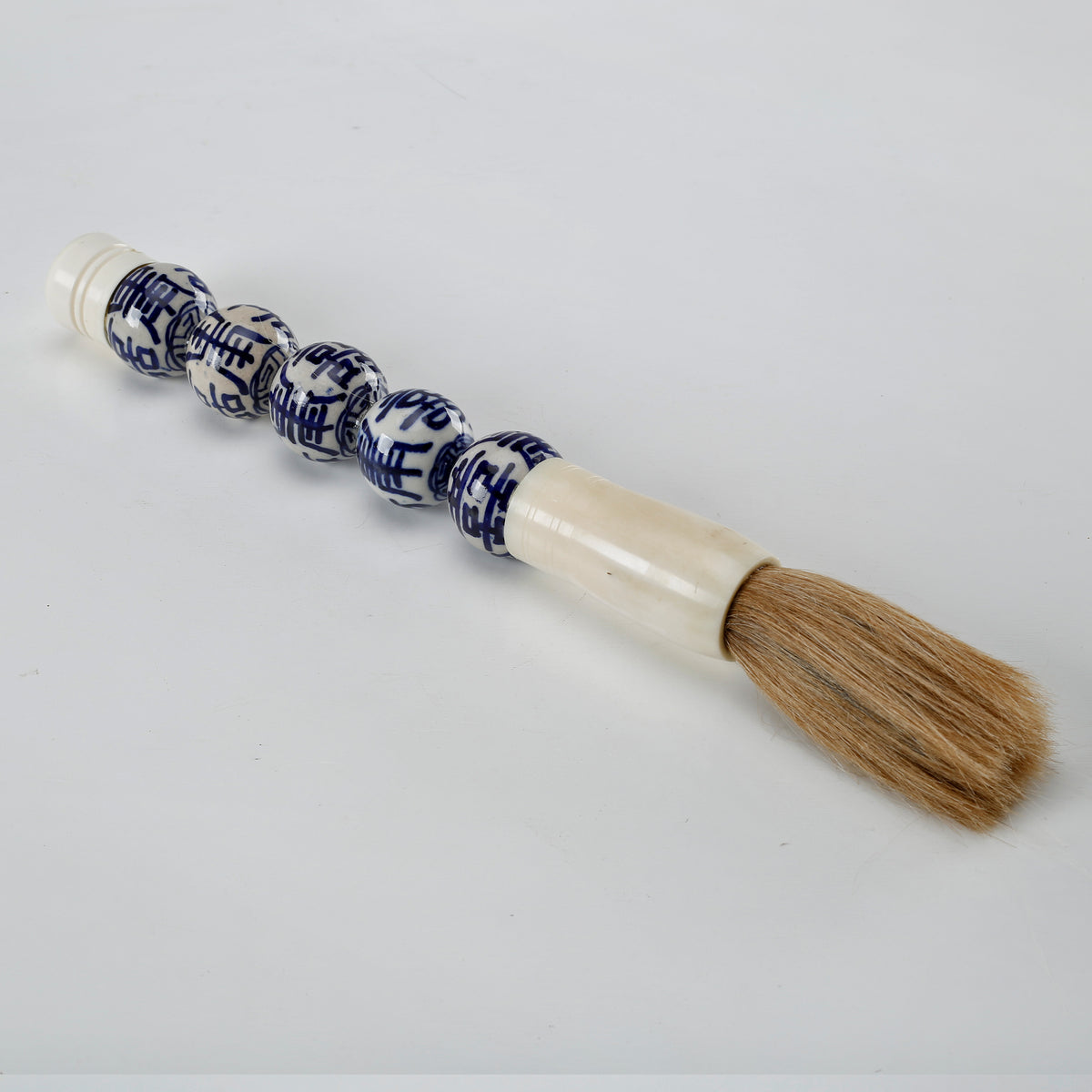 Approx. 15" Blue and White Ceramic Ball Calligraphy Brush