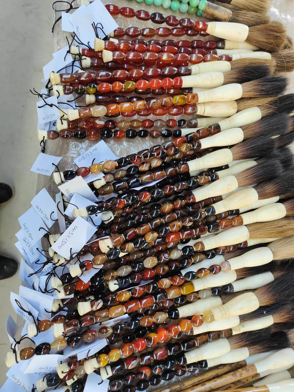 Approx.13" Amber agate beads calligraphy brush