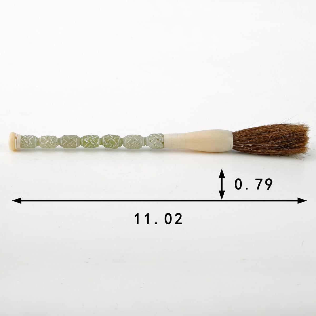 11" Calligraphy Brush with Lucky Pattern Neutral White Jade