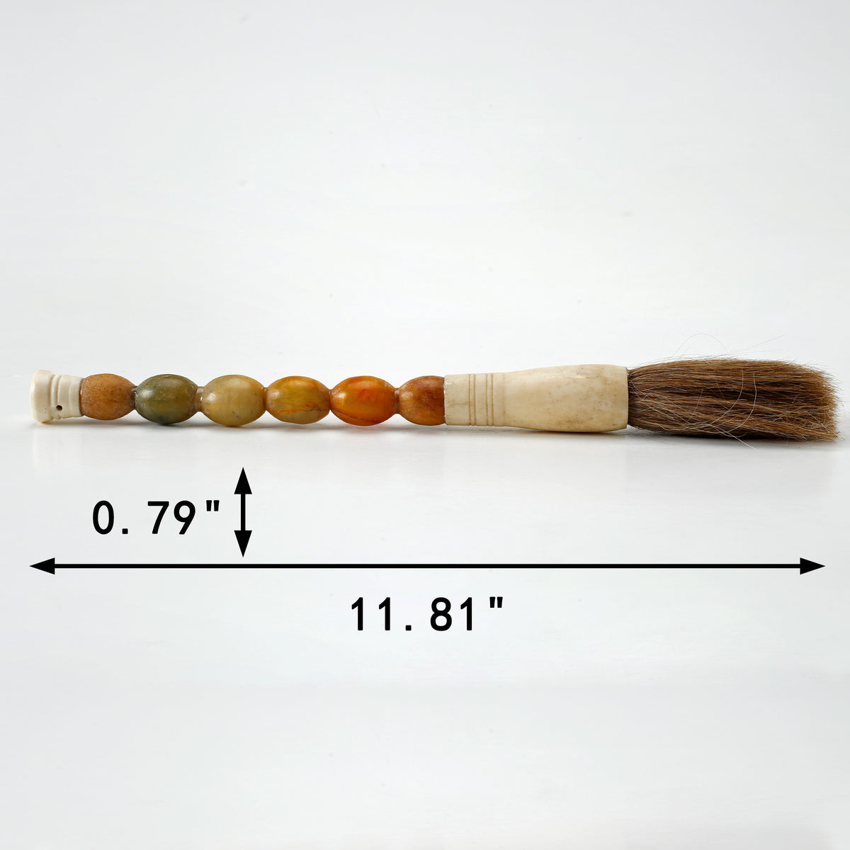 Approx.12" oval shaped jade beads calligraphy brush natural fall color