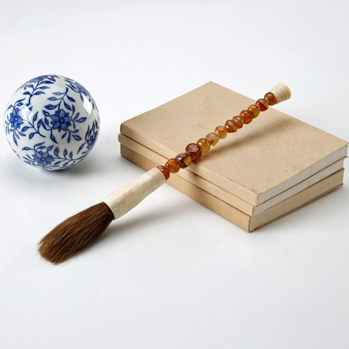 Approx.13"natural agate beads calligraphy brush