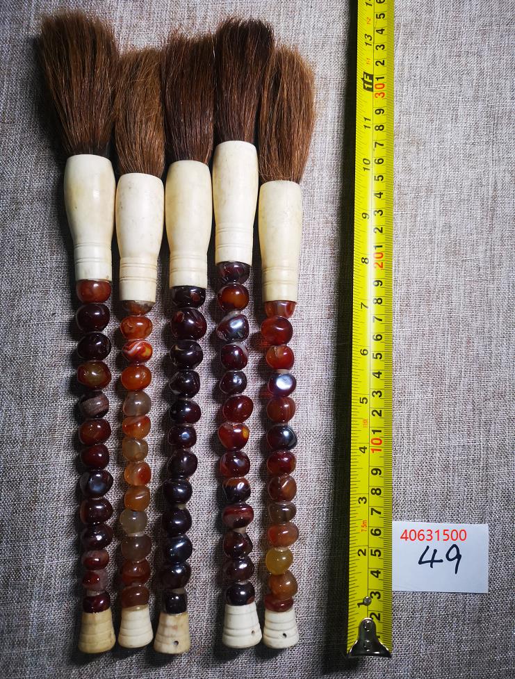 Approx.13"natural agate beads calligraphy brush