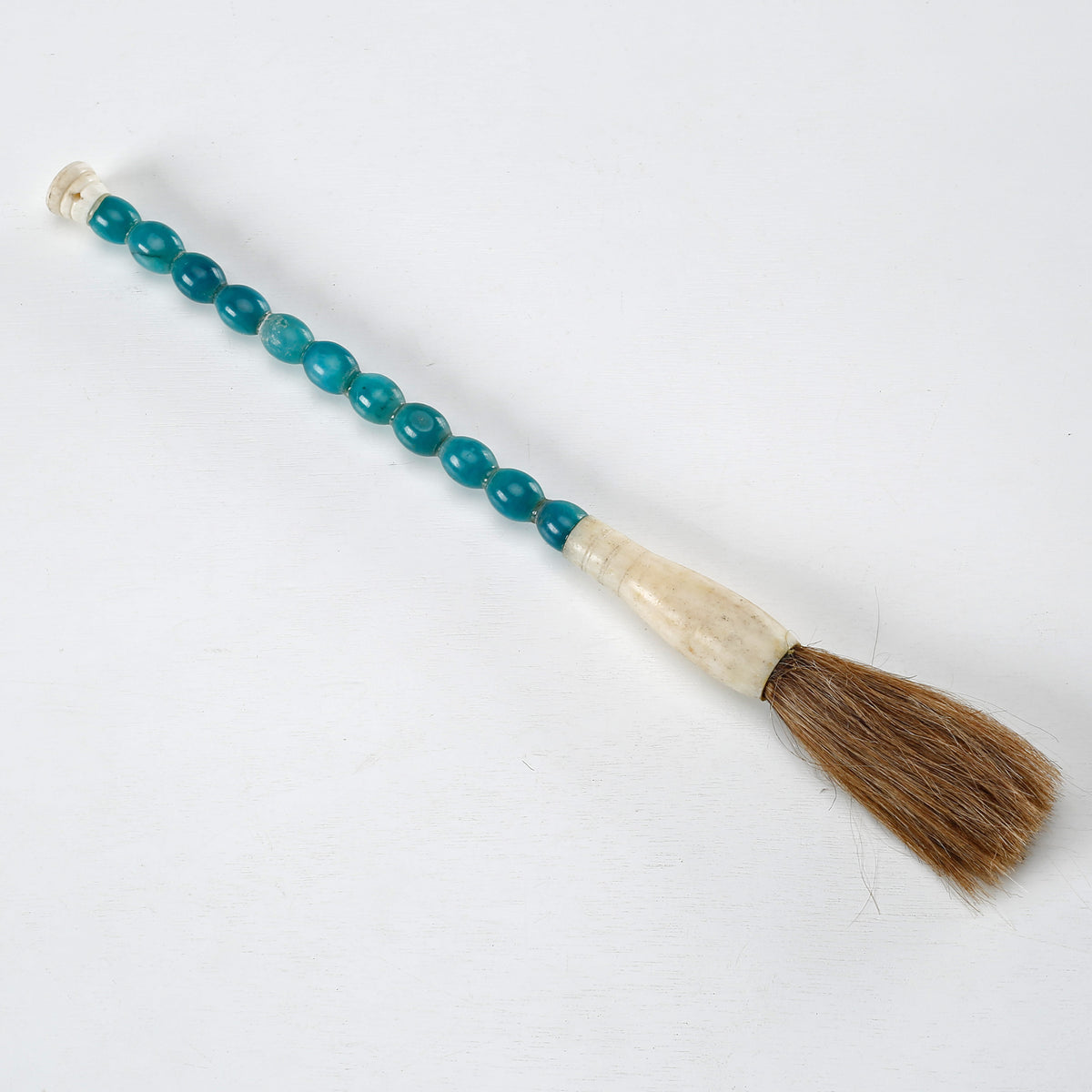 Approx.13"natural lake blue marble beads calligraphy brush