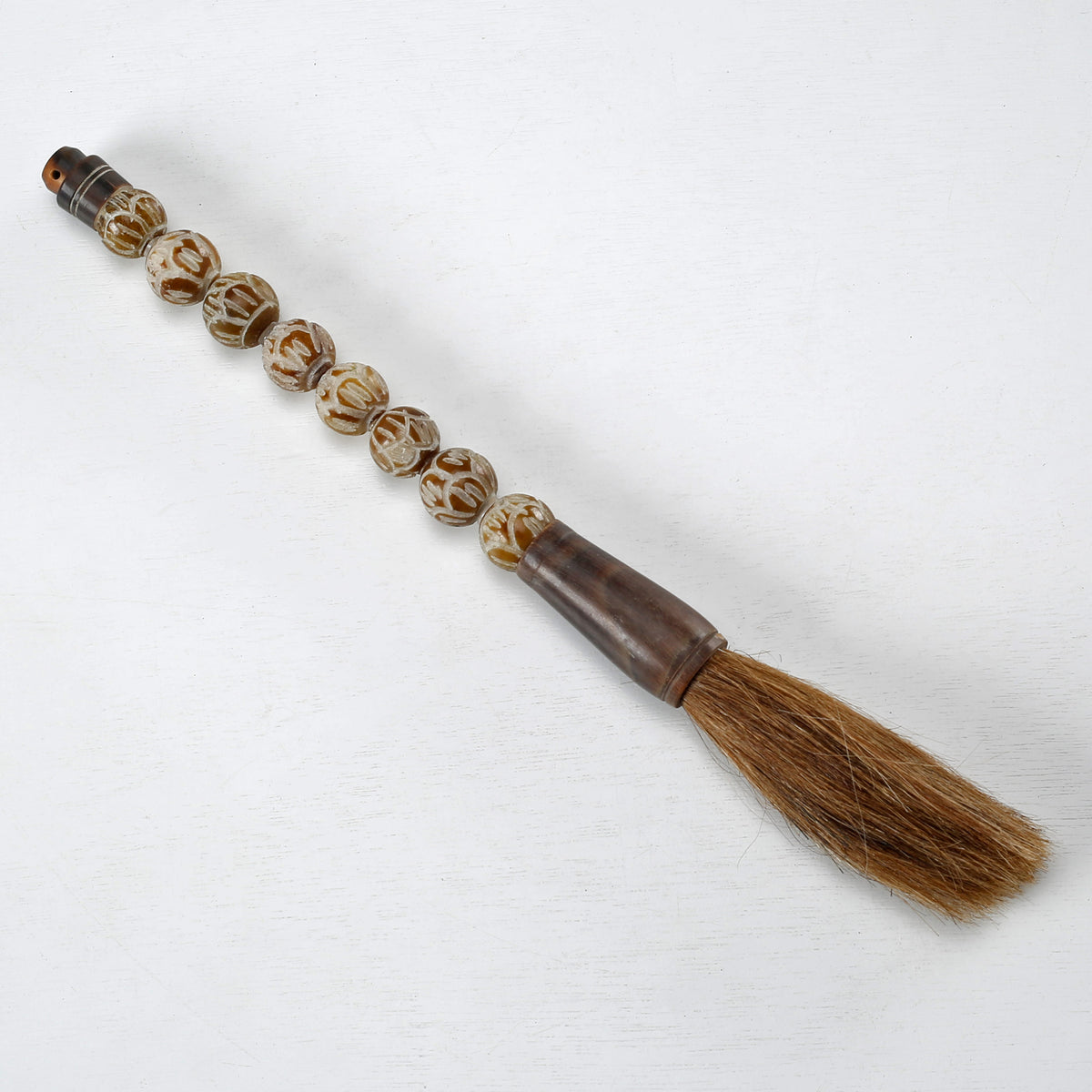 Approx.10" Carved marble beads fall color calligraphy brush