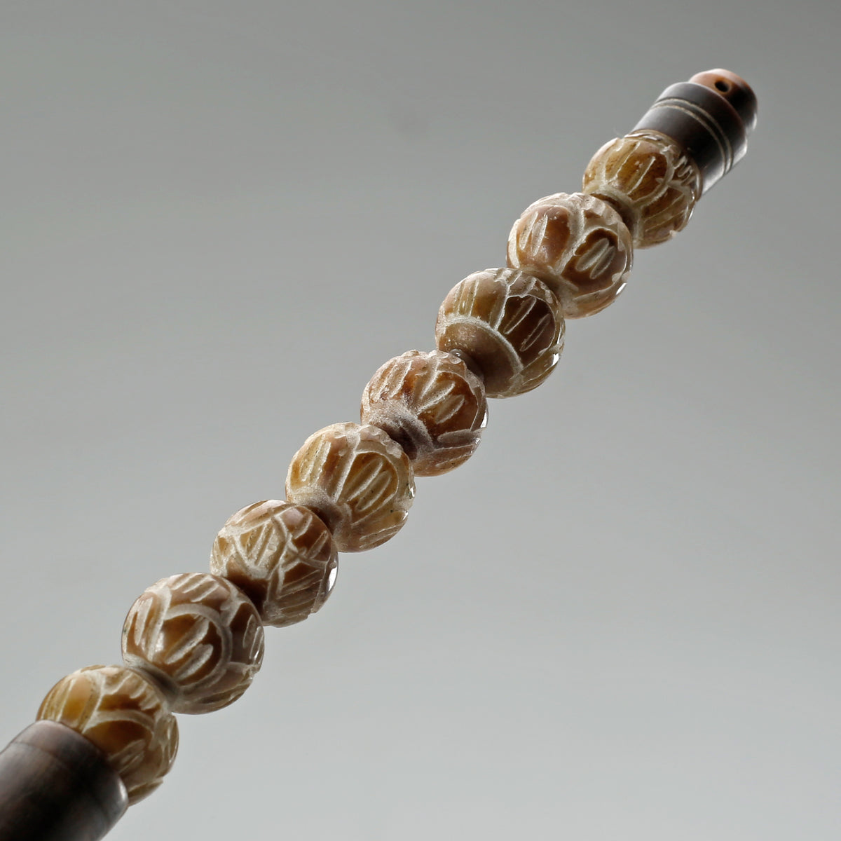 Approx.10" Carved marble beads fall color calligraphy brush