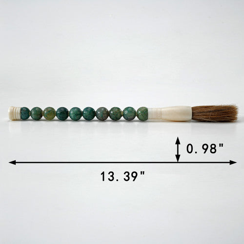 Approx.14" Lake Green Marble Beads Calligraphy Brush image 2