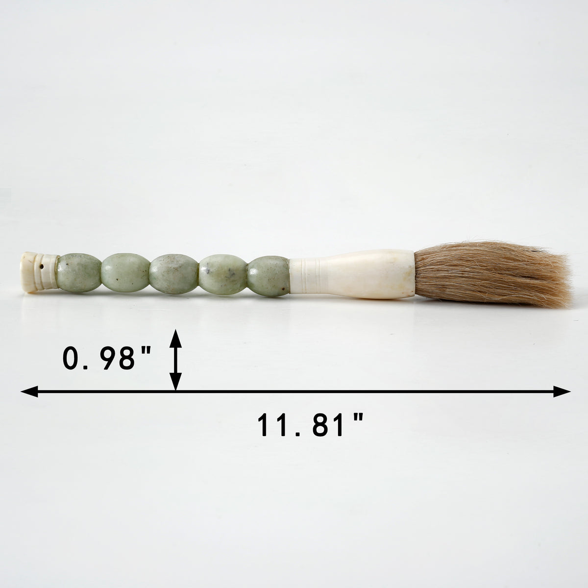 Approx.12" Oval shaped Natural Green Jade calligraphy brush