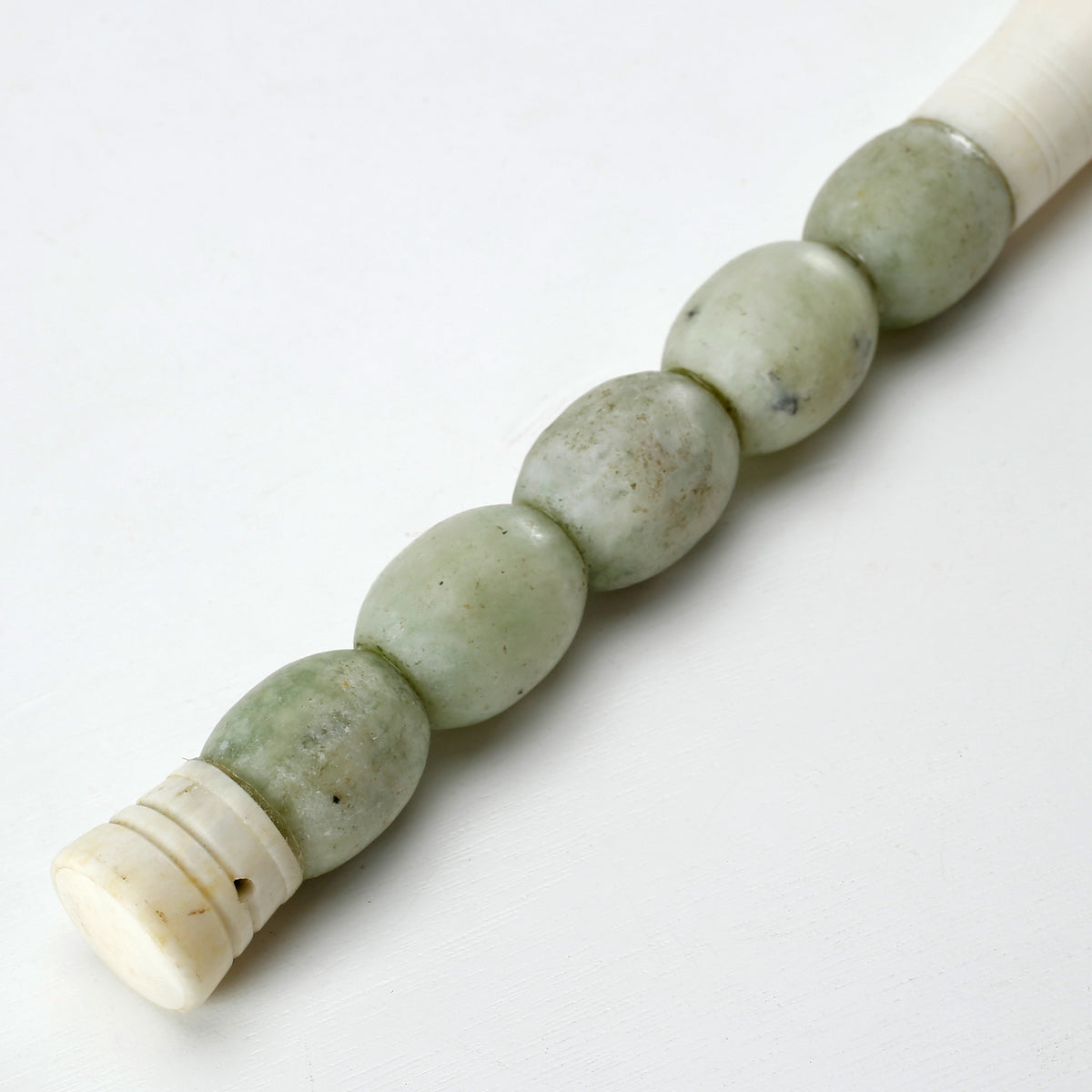 Approx.12" Oval shaped Natural Green Jade calligraphy brush