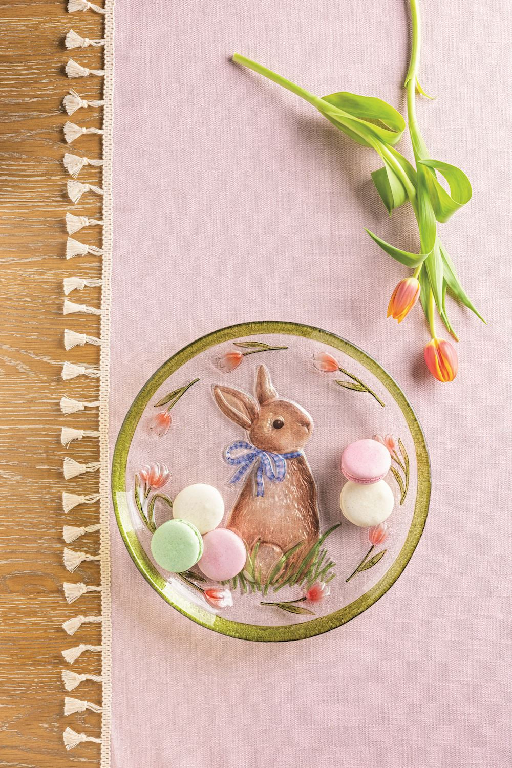 Hand Painted Easter Bunny Glass Serving Platter by Rust & Cinder – view 2