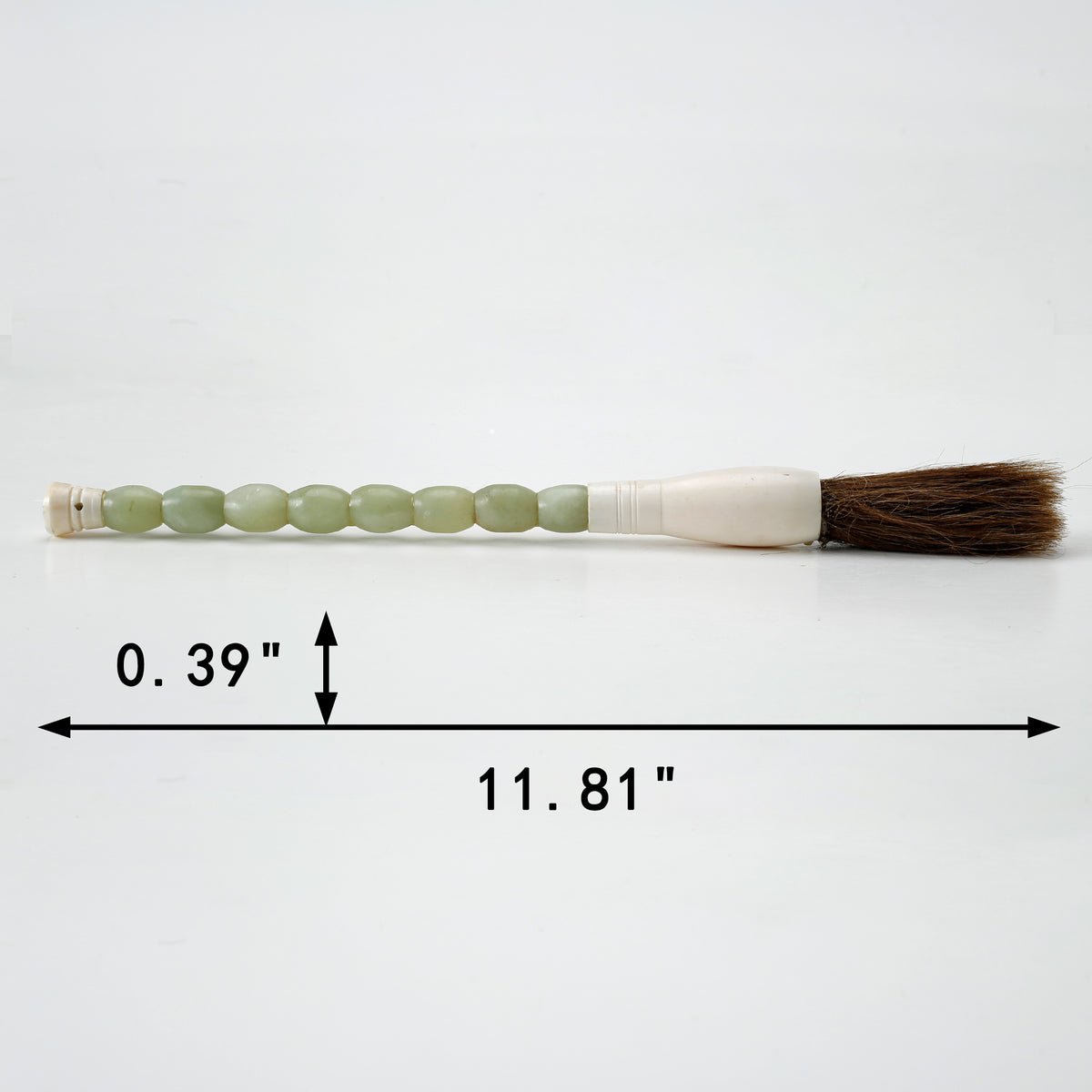 Approx.12" Natural Cylindrical Green Jade calligraphy brush
