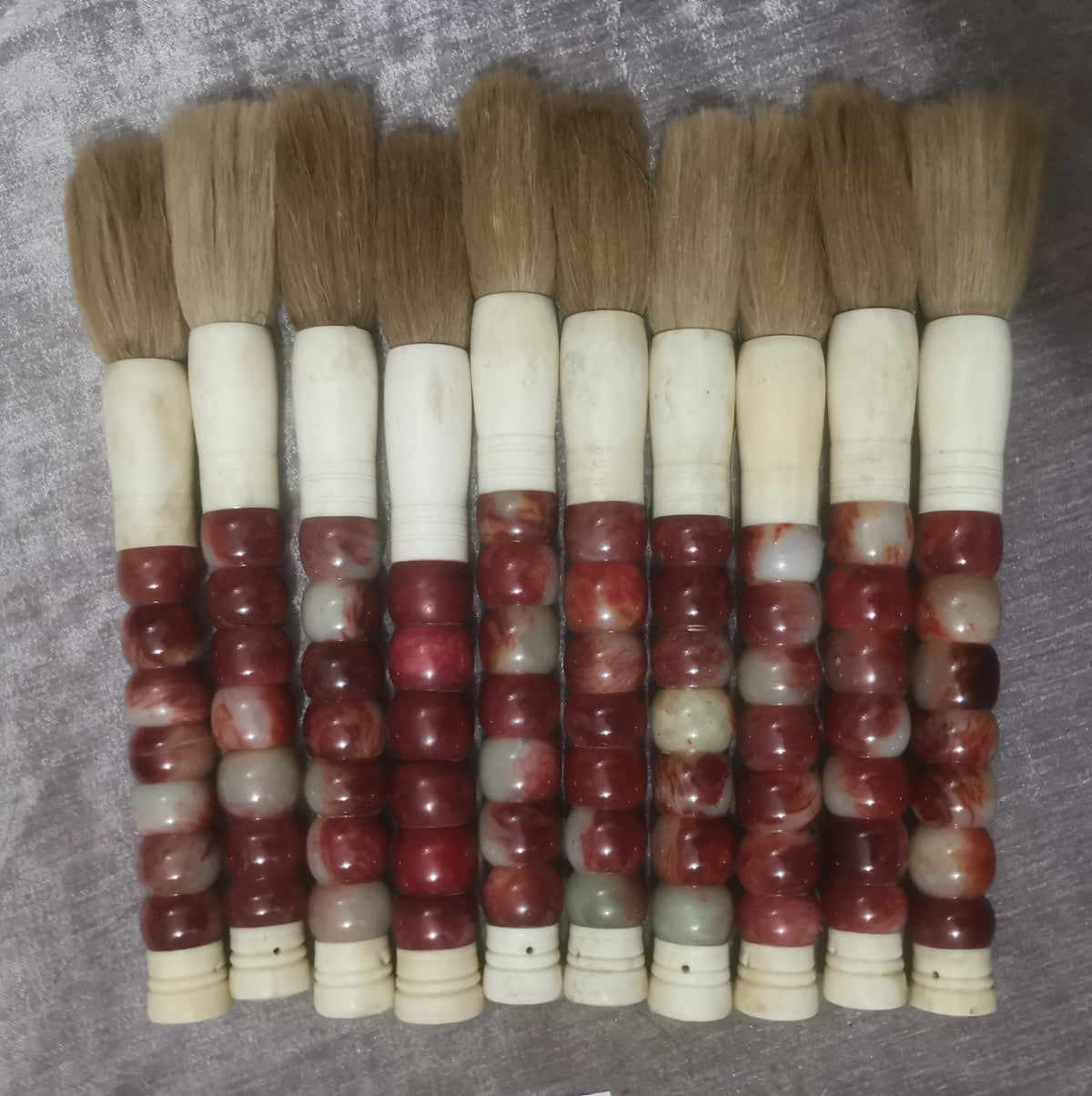 Approx.15" Cylindrical Jade Calligraphy Brush Natural Dark Red