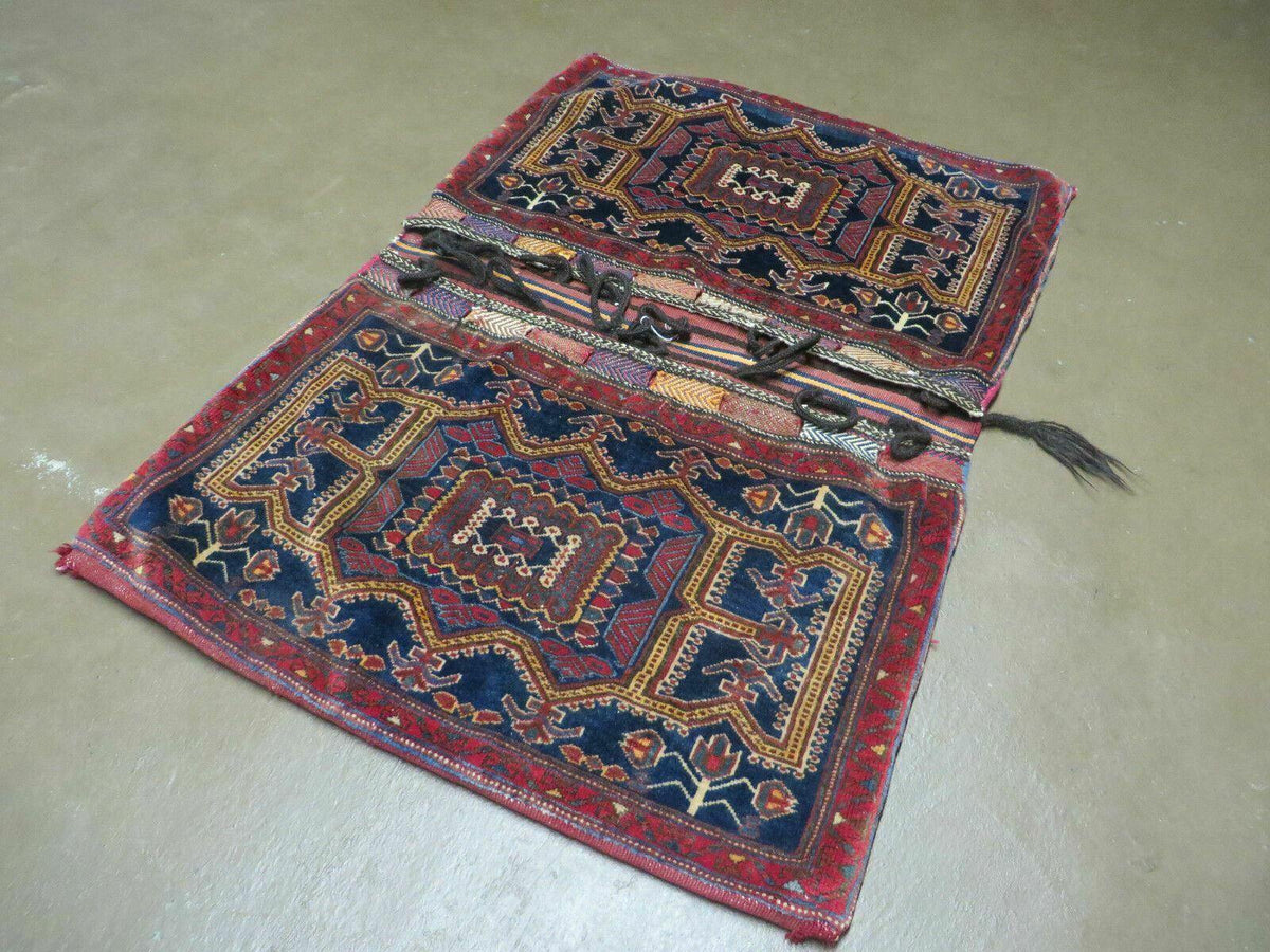 3' X 4.5' Antique Handmade Turkish Tribal Wool Rug Double Saddle Bag Nice - Jewel Rugs, view 2