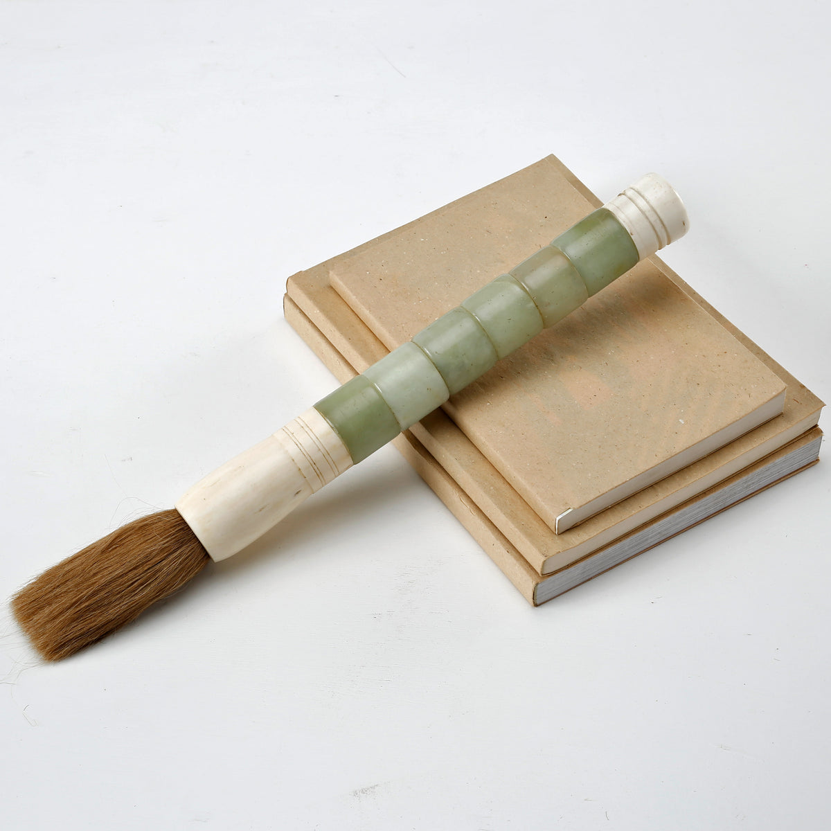 Approx. 15" Natural Green Cylindrical Jade Calligraphy Brush