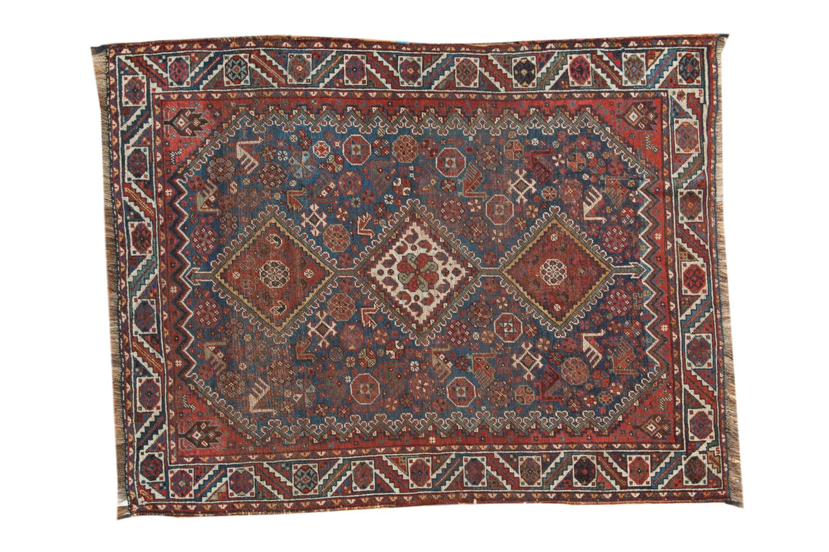4x5 Antique Qashqai Square Rug