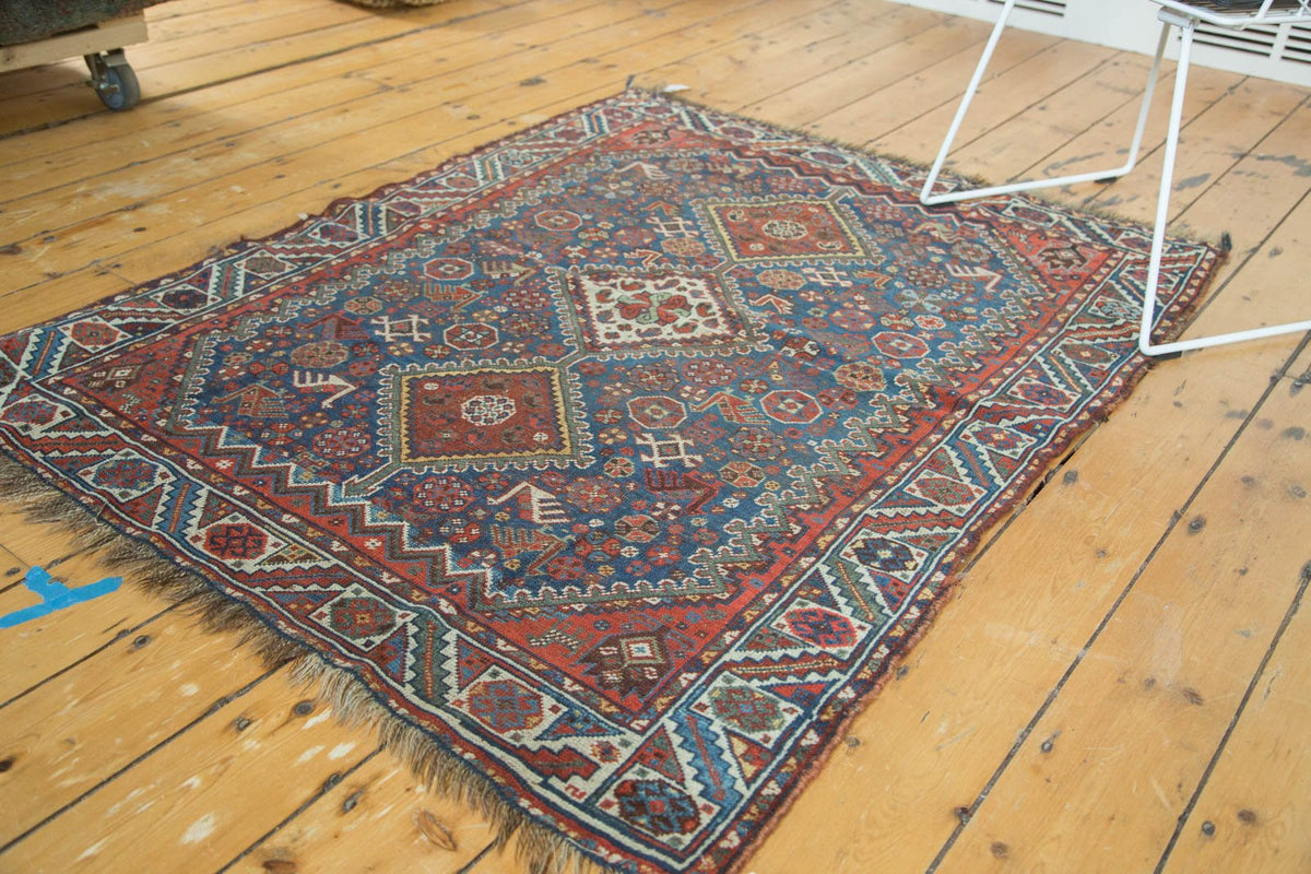 4x5 Antique Qashqai Square Rug