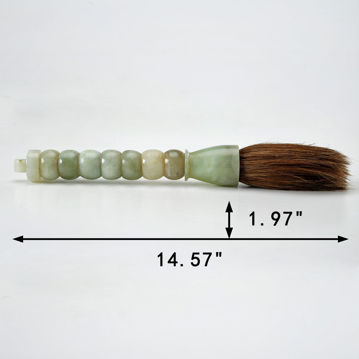 Approx. 16"Natual Green Jade Beads Calligraphy Brush