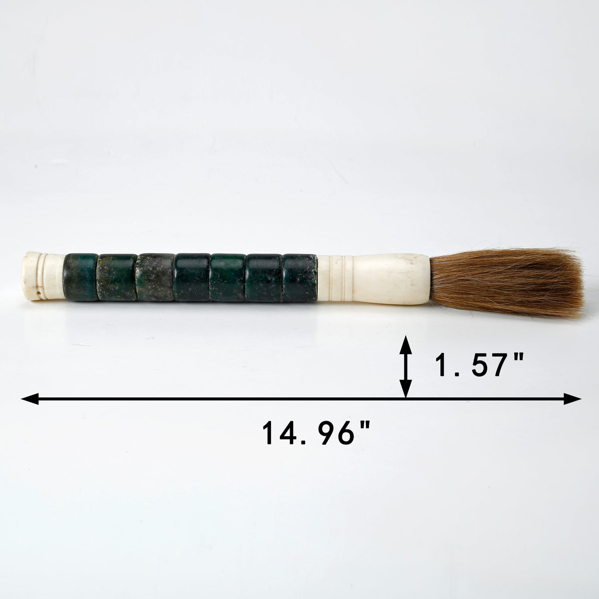 Approx.15"Lake Blue Cylindrical Jade Calligraphy Brush