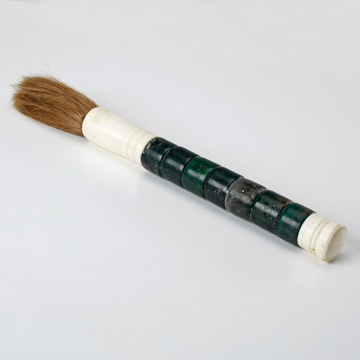 Approx.15"Lake Blue Cylindrical Jade Calligraphy Brush