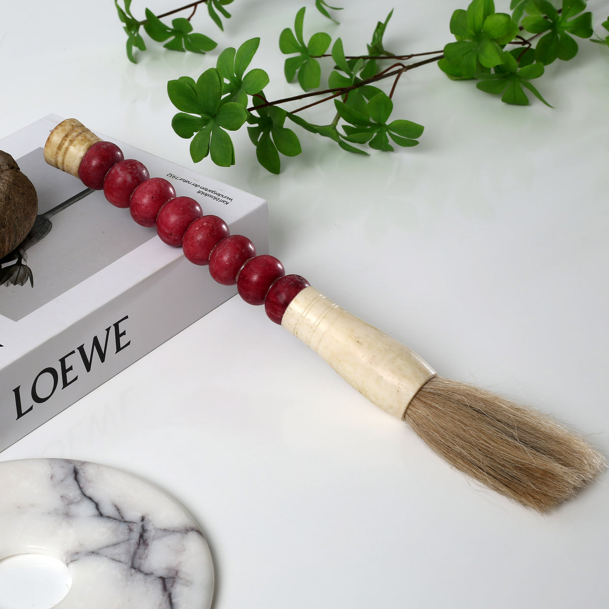 Approx. 12 Inches Long Red Jade Abacus Calligraphy Brush