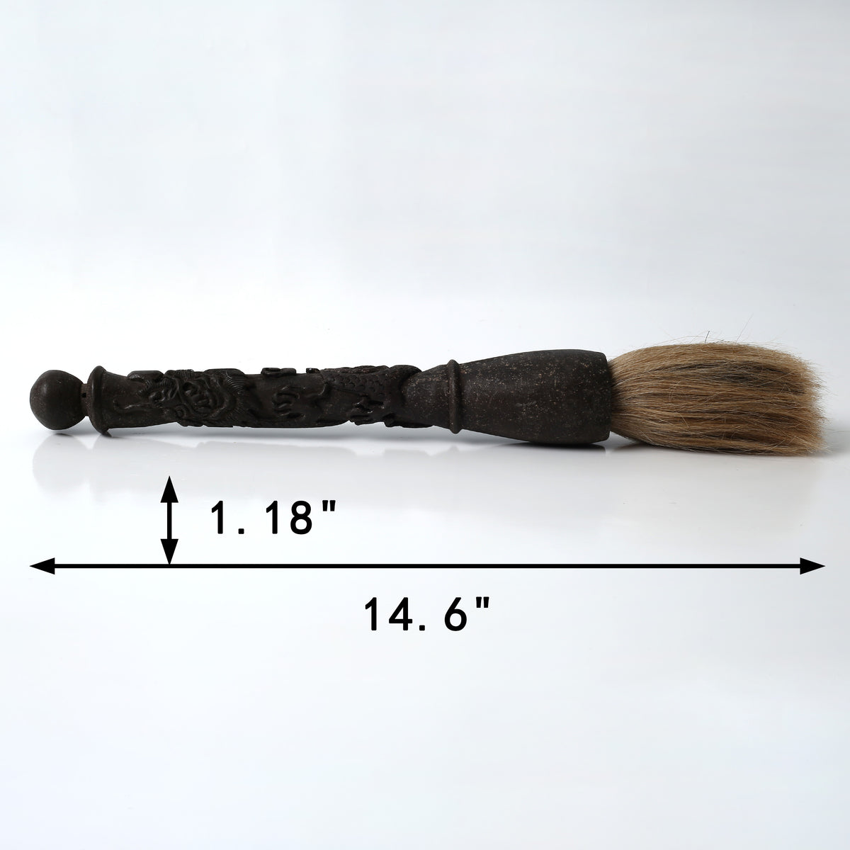 Wooden Calligraphy Brush With Carved Dragon