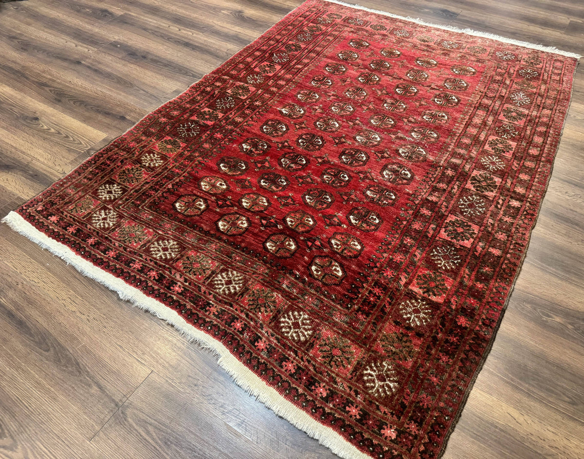 Antique Persian Turkoman Rug 5x6, Red - Jewel Rugs, view 3