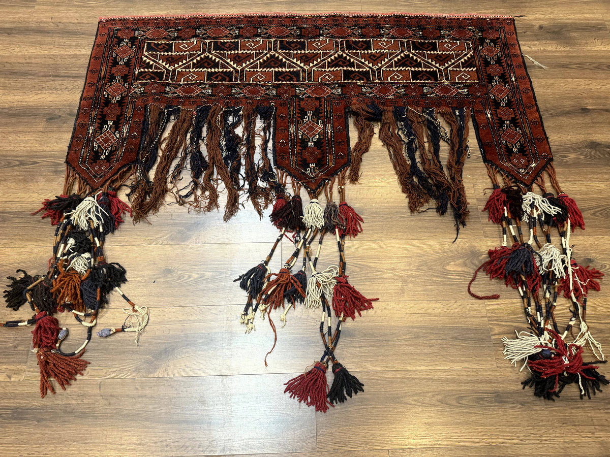 Antique Afghan Beshir Tent Header Textile Rug, Tribal Collectible, Wool - Jewel Rugs, view 2