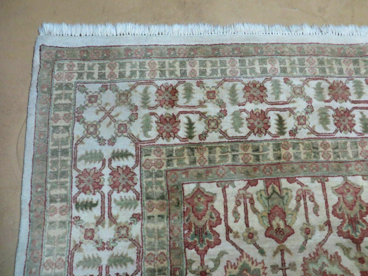 8' 5" X 12' Handmade India Agra Floral Oriental Wool Rug Tea Washed Carpet Nice - Jewel Rugs, view 6