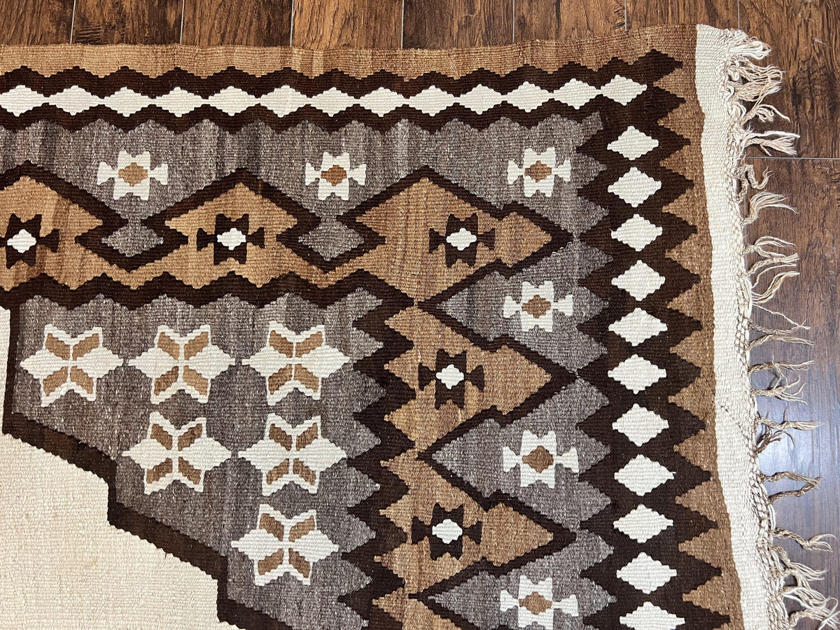 Antique Persian Fars Kilim Rug 8x11, Wool, Boho Tribal Persian Shiraz Flatweave Carpet, Semi Open Field, Geometric, Handmade, Vintage Semi Antique - Jewel Rugs, view 7