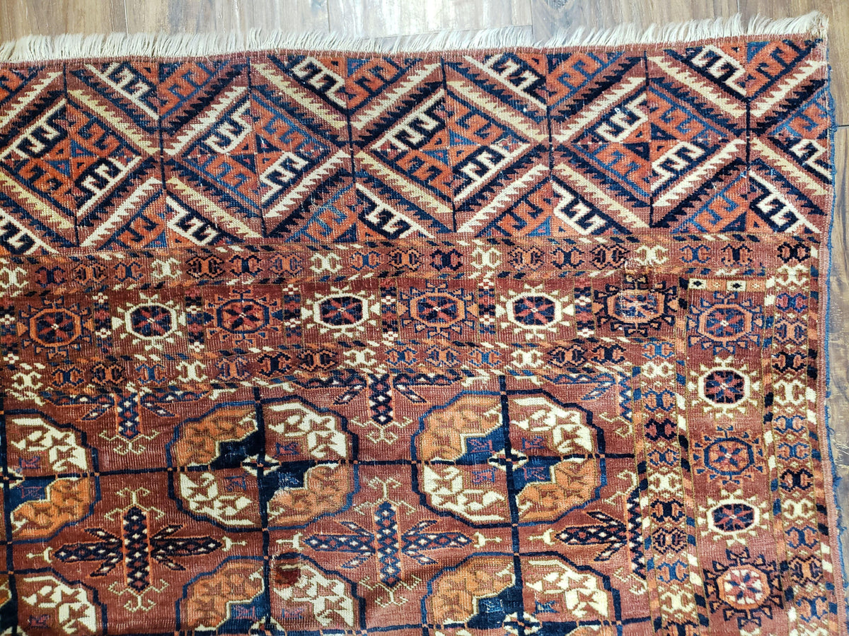 4x7 Antique Yamud Rug Russian Rug Turkoman Rug Fine Weave Rug - Jewel Rugs, view 8