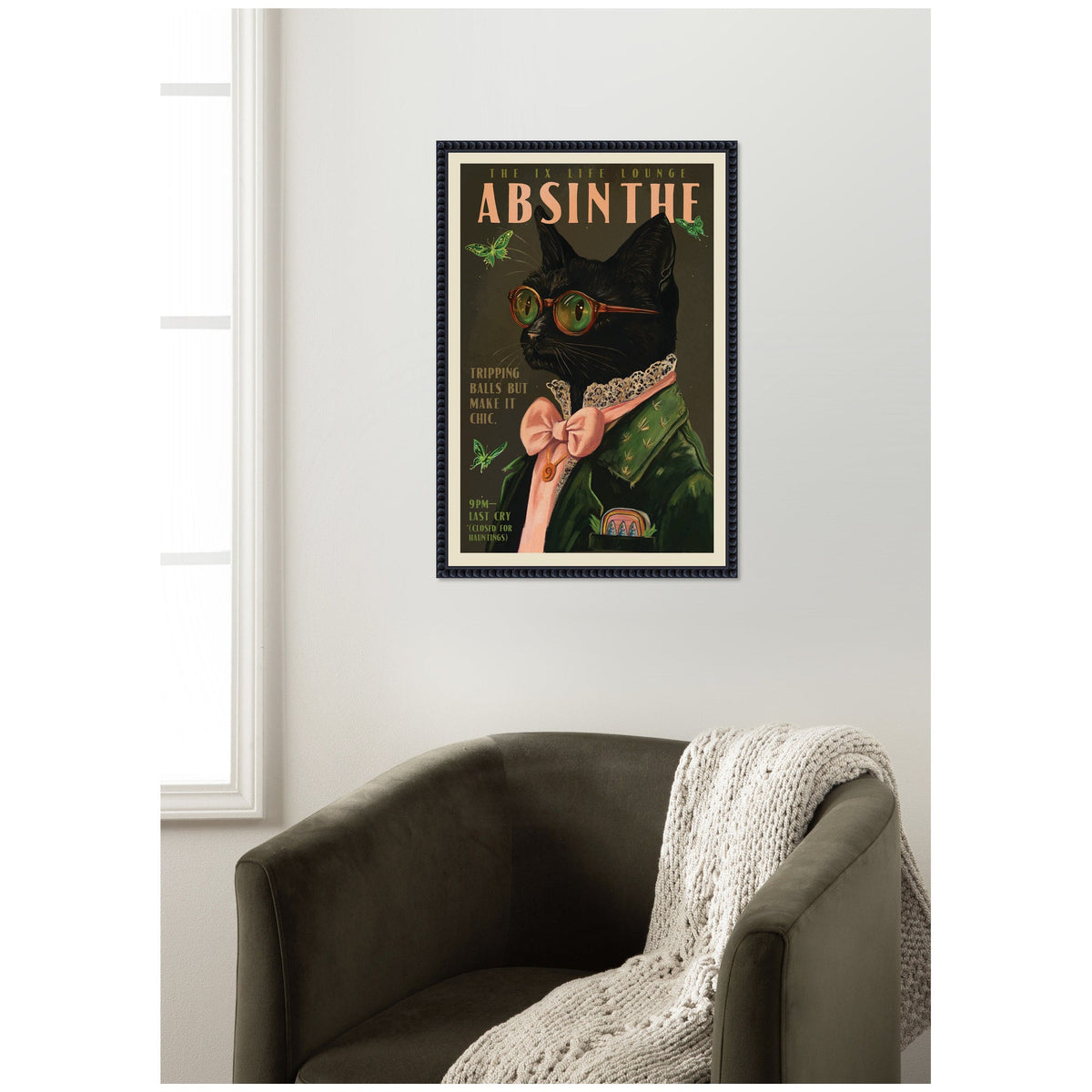 WG Absinthe Kitty by The Whiskey Ginger Framed Canvas Wall Art Print