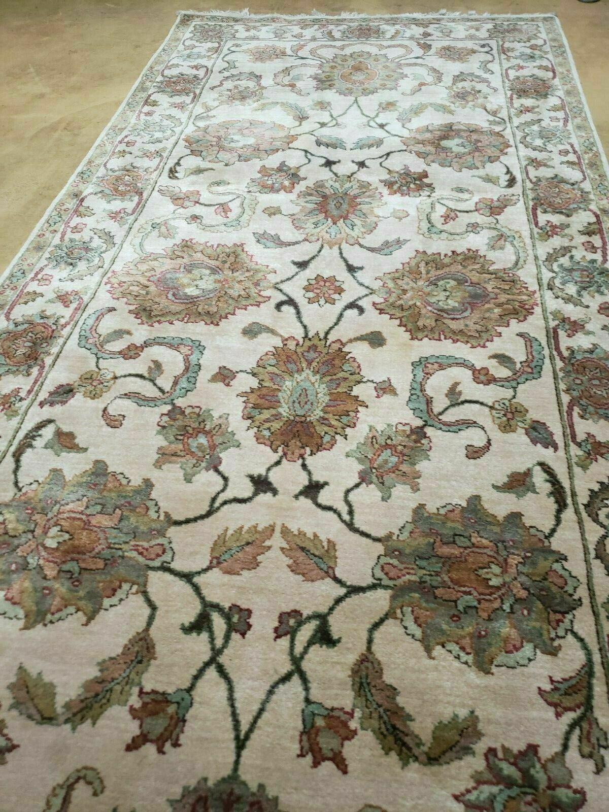 4x12 Vintage Oriental Runner Rug Hand Knotted Indian Agra Wool Tea Washed Beige - Jewel Rugs, view 12