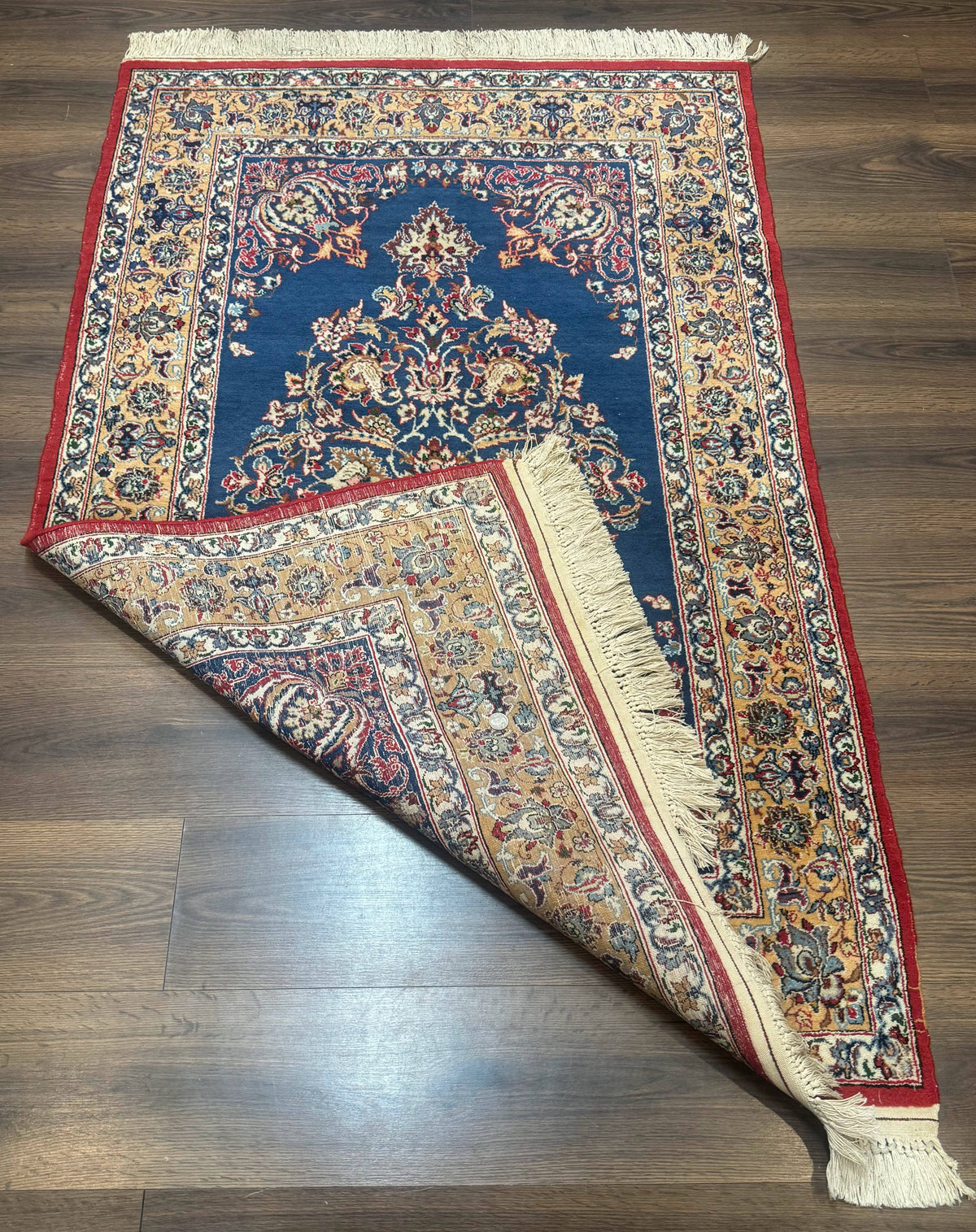 Blue Persian Qum Rug 3.6 x 5, Floral Medallion, Fine 310 KPSI - Jewel Rugs, view 11