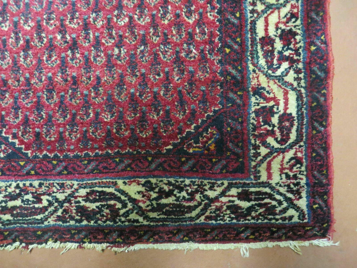 2.5' X 4' Vintage Handmade Indian Amritsar Wool Rug Paisley Design Red - Jewel Rugs, view 10