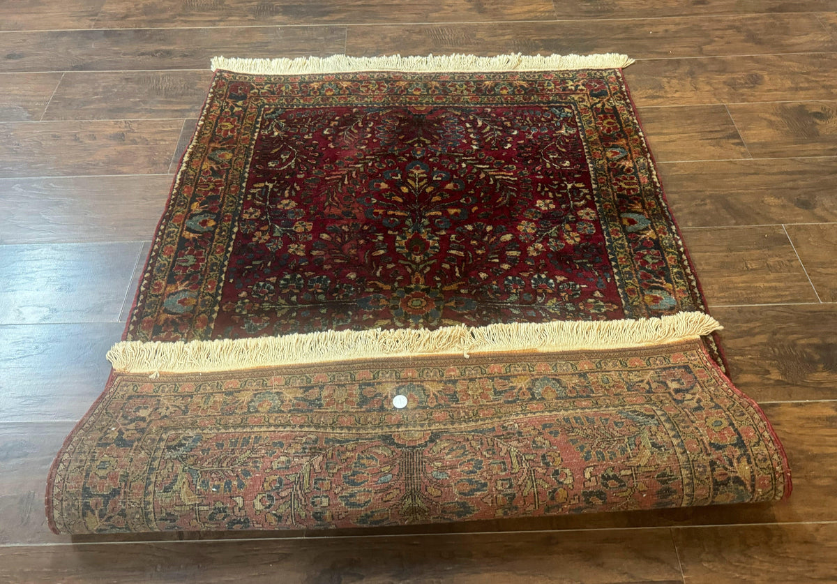 Antique Persian Sarouk Rug 3.6 x 5, Red, 1920s Persian Carpet - Jewel Rugs, view 12