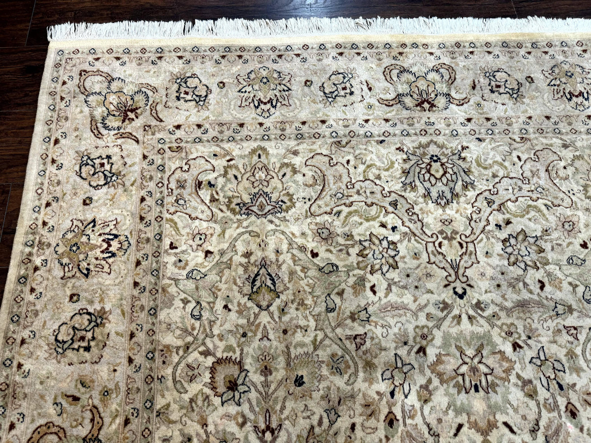Pak Persian Rug 6x9, Vintage Handmade Wool Carpet, Floral, Beige - Jewel Rugs, view 7