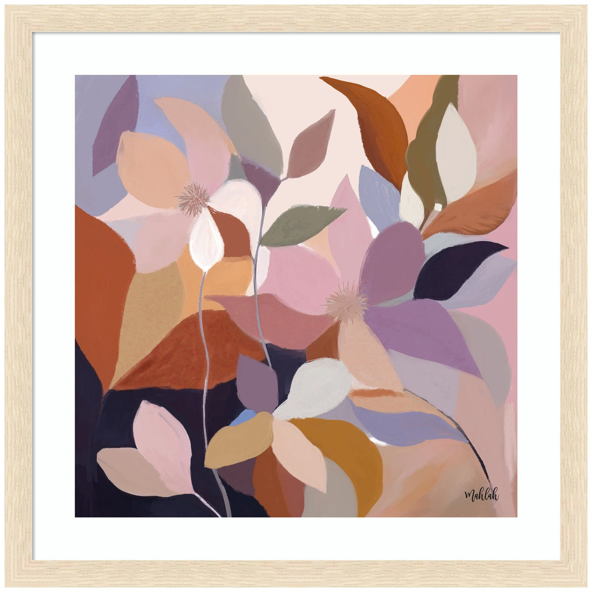 Framed Art Azure leaves by Inkheart Designs