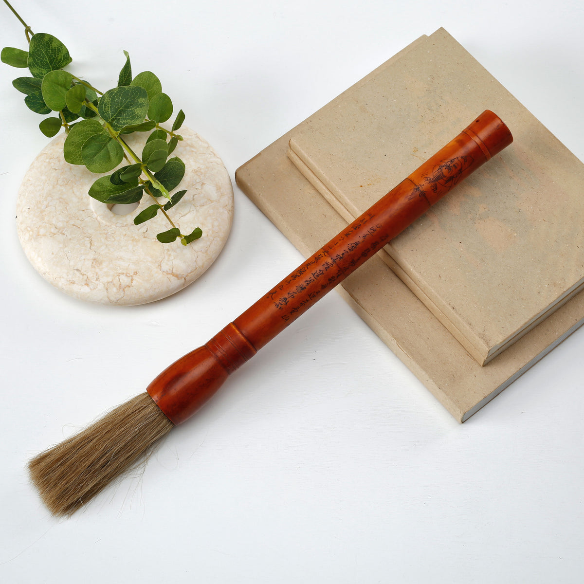 16" Hand Painted Reddish Bone Calligraphy Brush Large