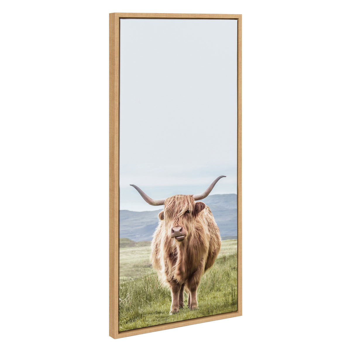 Sylvie Highland Cow Mountain Landscape Framed Canvas by The Creative Bunch Studio