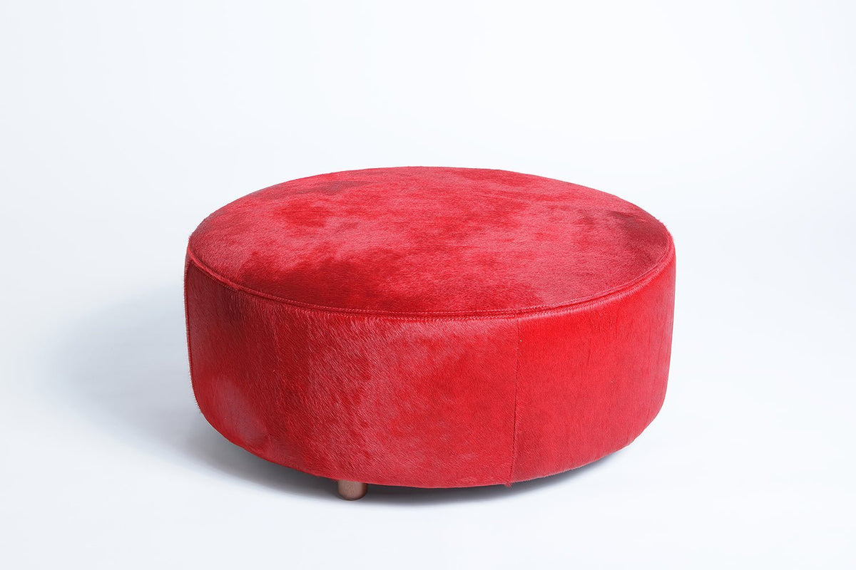 Round Cowhide Ottoman - Homelosophy, view 3